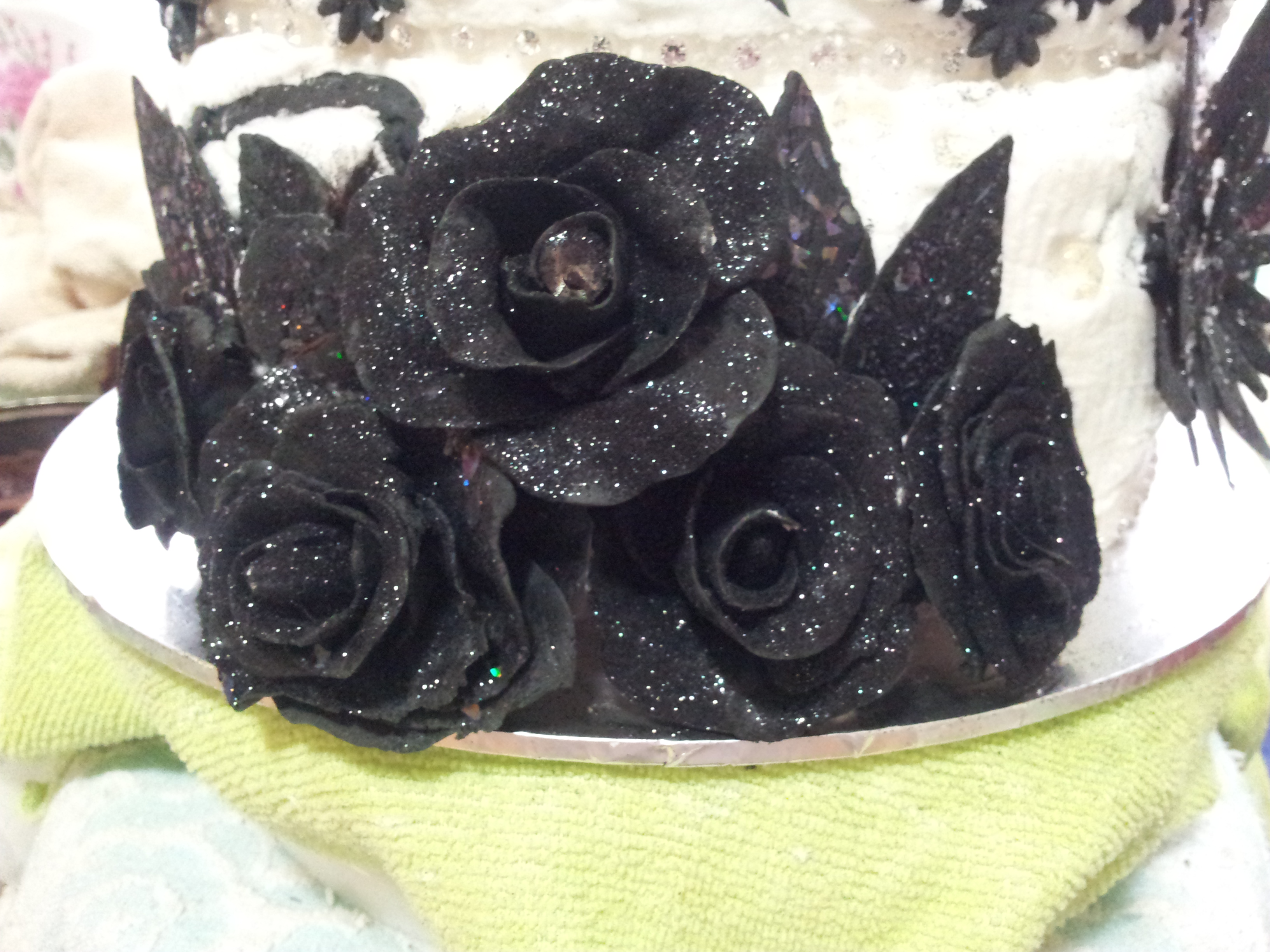 Black Glitter Sugar Roses